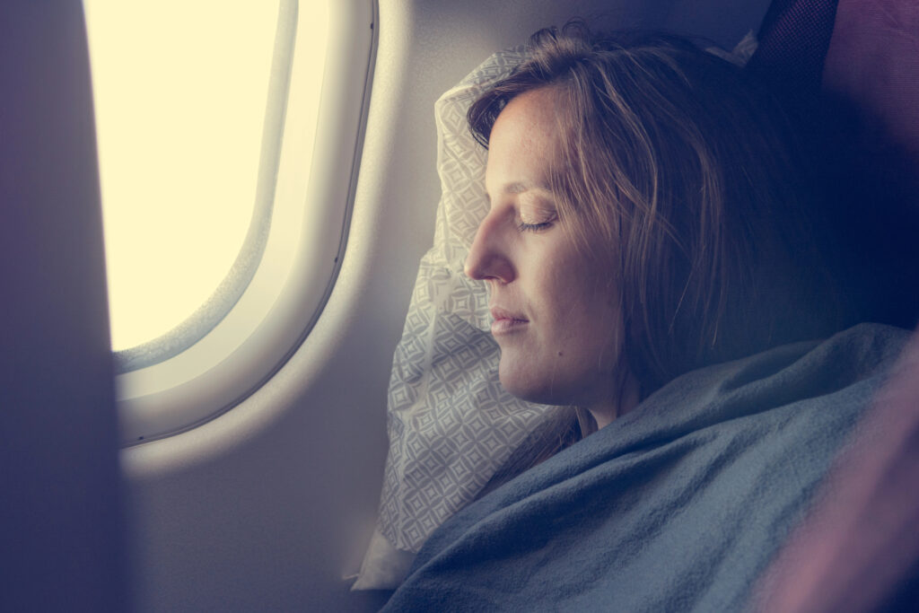 Airplane Seat Comfort with travel blanket